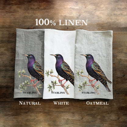 Woodpecker Tea Towel in linen, hand Towels Tea in linen,  bird Dish Towel  Kitchen Décor Tea Towel in linen