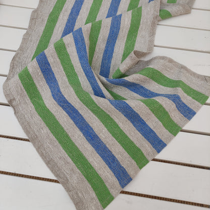 Linen towel Stonewashed STRIPEN  - heavy soft flax fabric hand towel, kitchen Dish towel in stripes