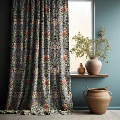 William Morris Curtain Panel Snakeshead, Floral Botanical Blue Print  Curtain Panels,  Curtains for living room
