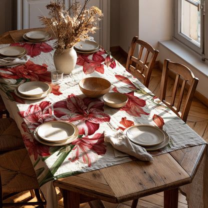 100% linen tablecloth - Amaryllis print