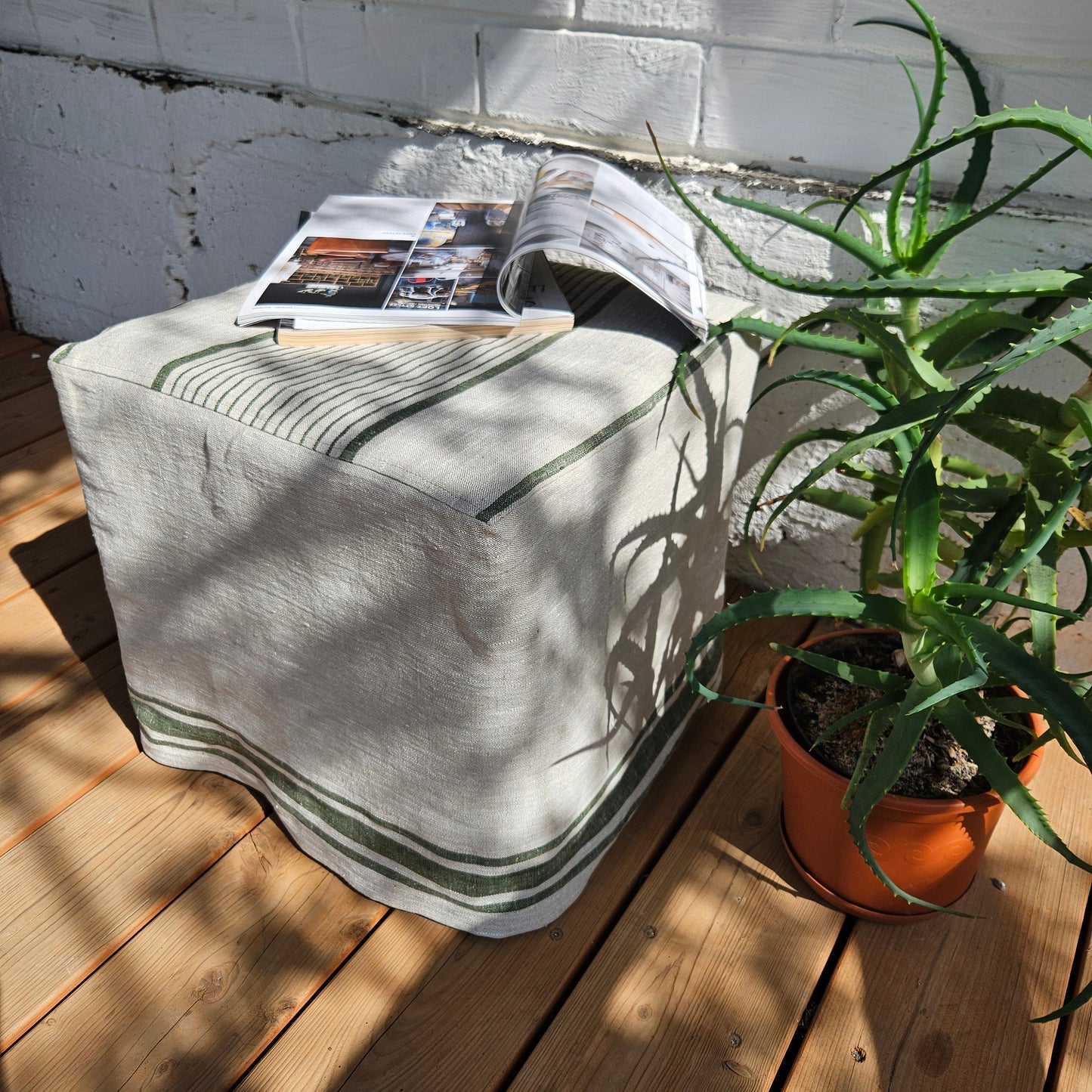 Linen Ottoman slipcover in custom size, natural cover Custom ikea linen cover cube slip cover for bench pouf sofa cover customsize