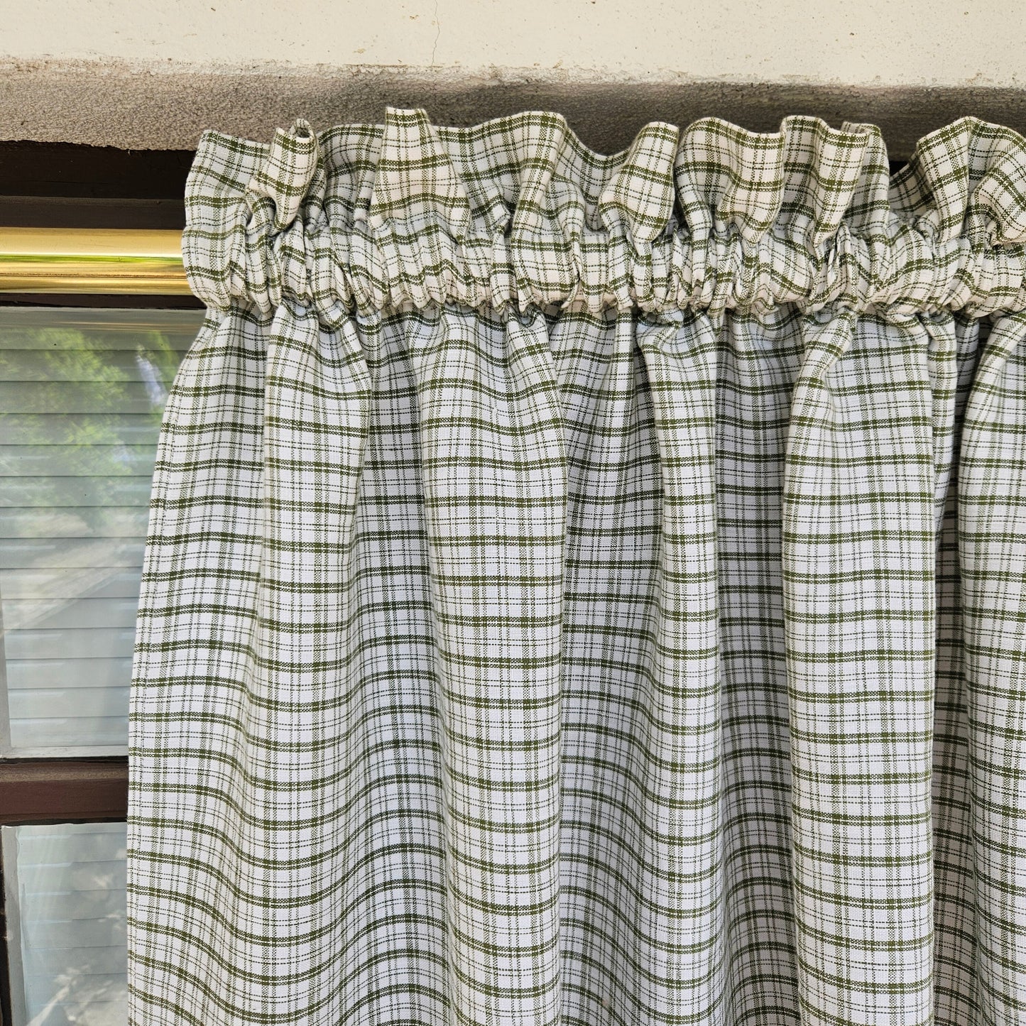 green white linen Cafe Curtains in custom size in str, stom size Farmhous window panel, Living room Cafe Kitchen window curtain valance