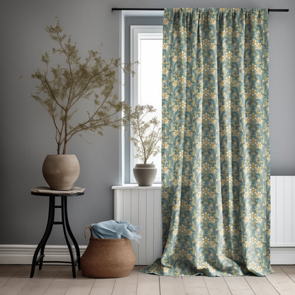 Jonquil Curtain Panel Maurice Pillard Verneuil, Floral Print Curtain Panels in custom size, Botanical Curtains for living room Art deco