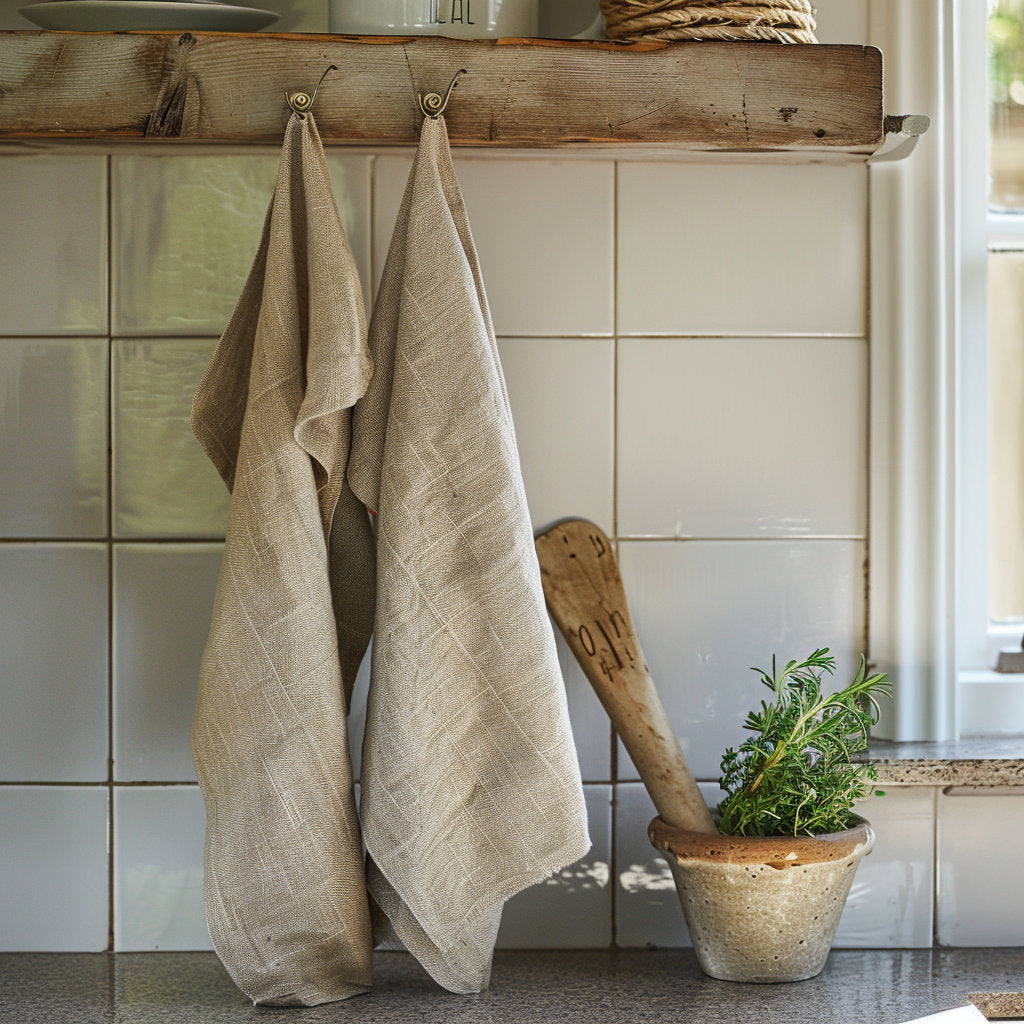 Linen kitchen towel in navy blue, guest linen towel, tea linen towels