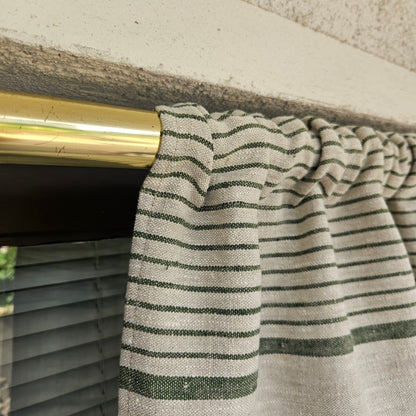 Ticking Valance - grey green - Farmhouse Pure linen window treatment - Living room Cafe Kitchen window panel - Grain sack farmhouse curtains