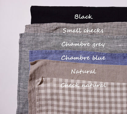 100% Linen tablecloth small squares PREWASHED table cloth rustic rectangle square oval grey black country style Flax