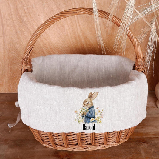 Bunny Personalized Basket Liner with monogram - Customized Easter Basket Liner  - Girl or Boy  Easter Basket Liner Rabbit