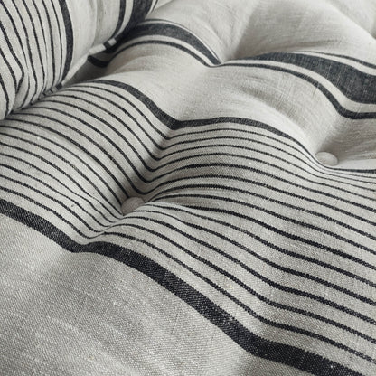 Bench cushion in French striped linen,  floor cushion in Custom size, shikibuton thick mat Shiki futon filled organic fiber filler
