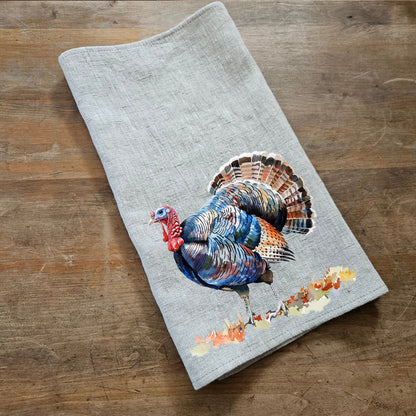 Turkey Tea Towel in linen, Farm hand Towels Tea in linen,  pets Dish Towel  Kitchen Décor Tea Towel in linen Thanksgiving