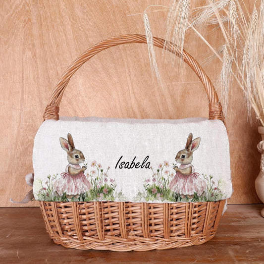 Bunny Basket Liner with monogram - Customized Easter Basket Liner  - Personalized Girl or Boy  Easter Basket Liner Rabbit