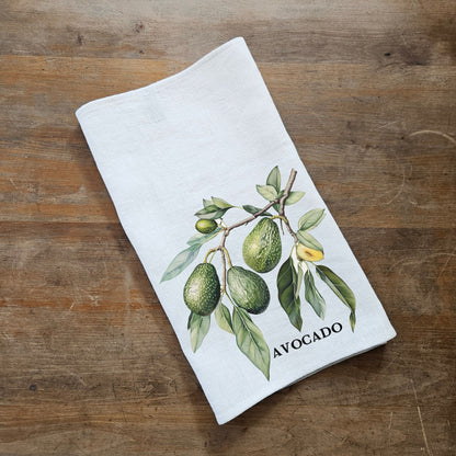Avocado fruit tree Tea Towel in linen, Botanical hand Towels Tea in linen, Greenery Dish Towel Kitchen Décor Tea Towel in linen