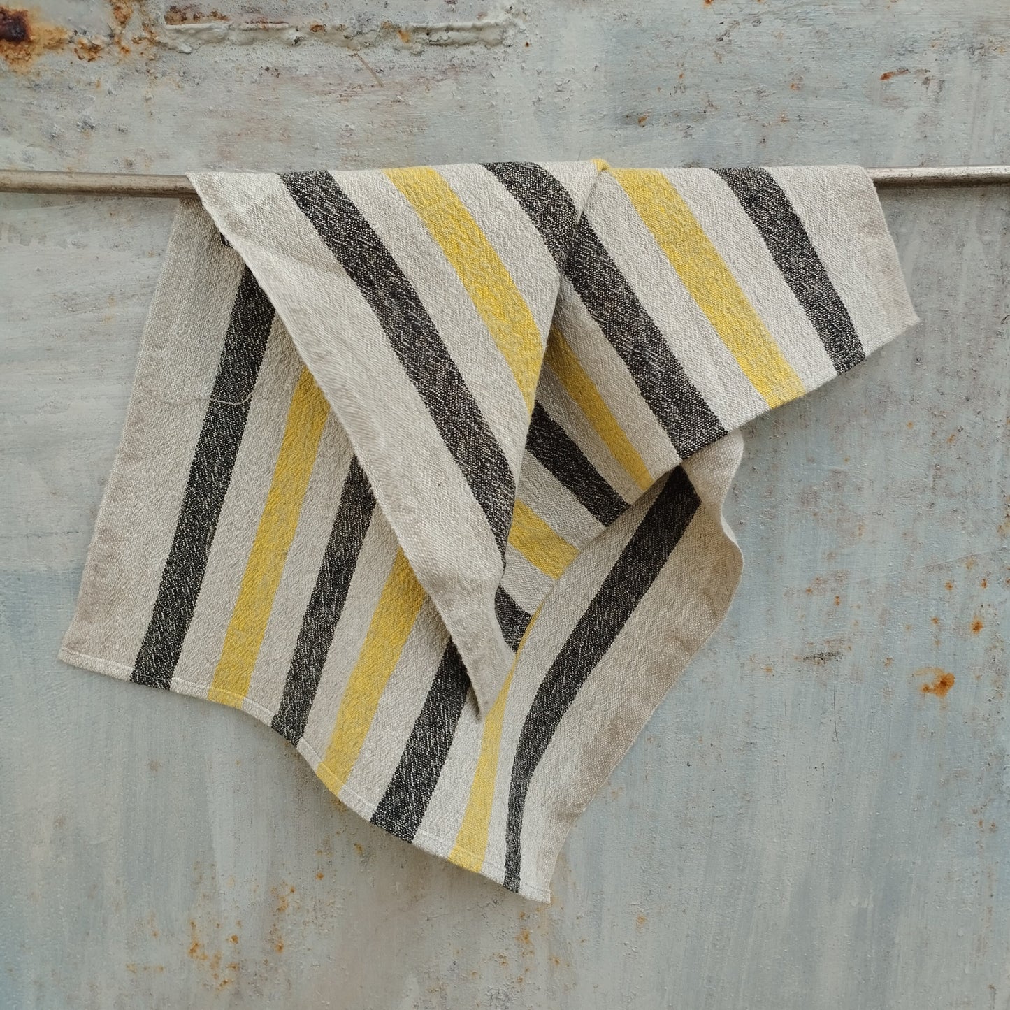 Stonewashed linen tea towel. STRIPEN  - heavy soft flax fabric. Linen hand towel. Natural kitchen towel. Linen towel. Dish towel.