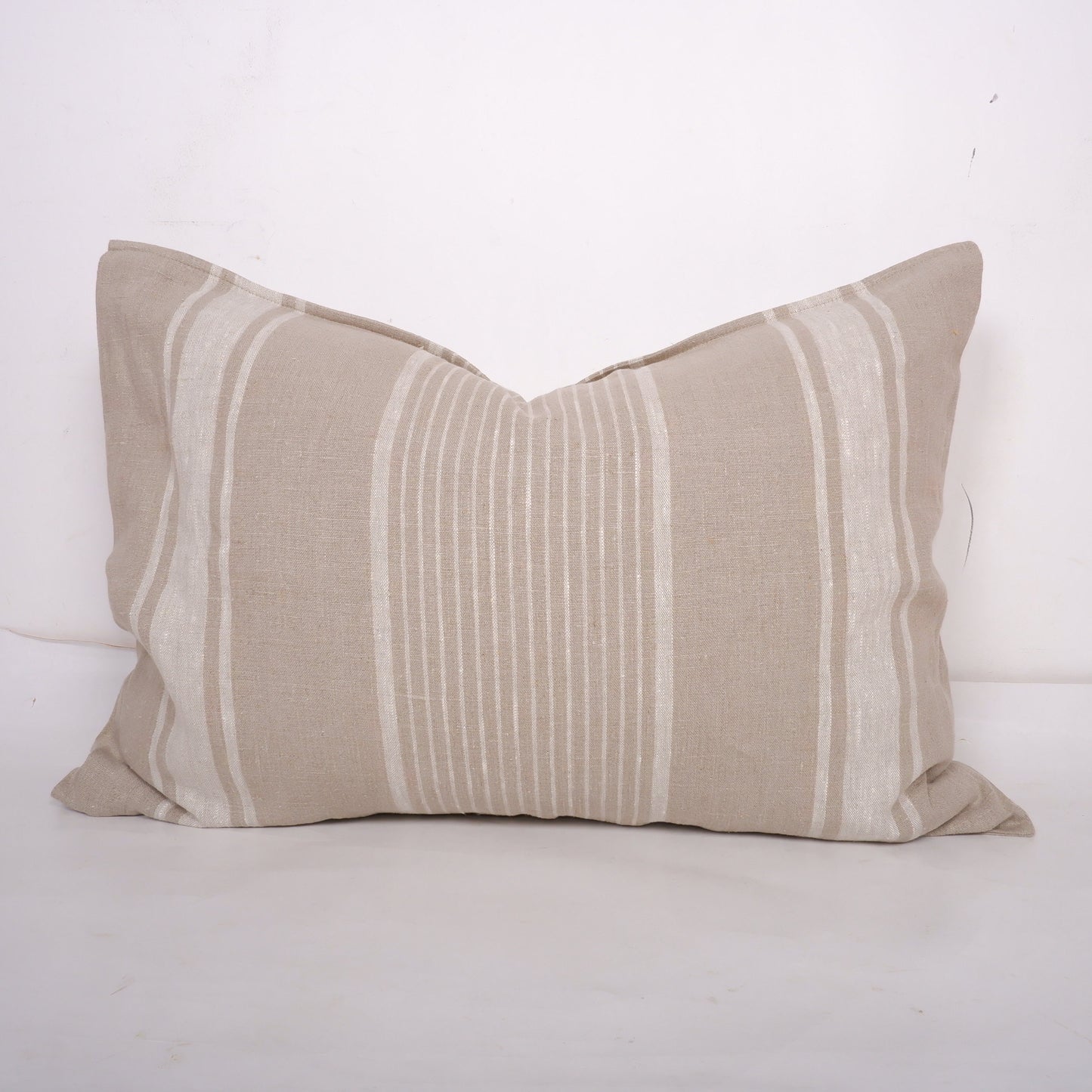 Striped linen pillowcase Standard queen kin, body euro sham custom size pillow. French Vintage Cottage natural striped Grainsack pillow case