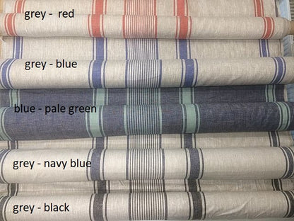 Linen napkins French linen. Natural - navy blue striped Cottage, coutry style linen. Set of linen napkins. Stonewashed. Linen cloth napkins.