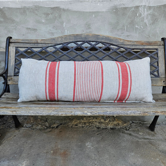 Striped pillowcase in french stripes linen in custom size, standard queen king body euro sham pillow cover. French Provance Cottage style