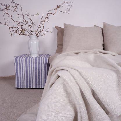 Stonewashed  Natural Blanket Bedspread Bed Cover - heavy weith huckaback flax - provence cottage coutrystyle Throw 100% Linen