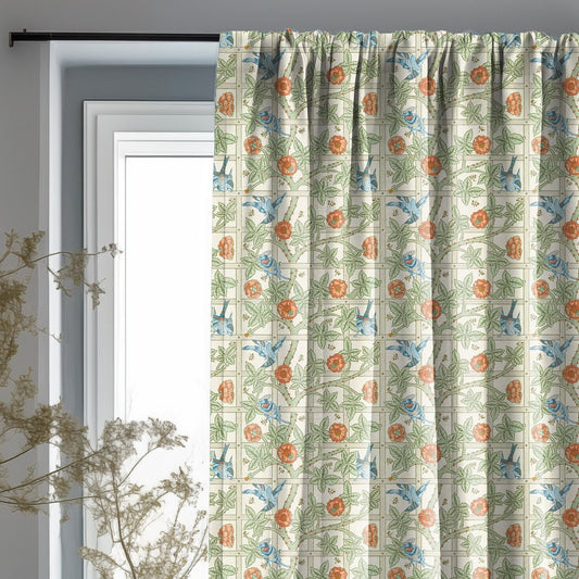 William Morris Curtain Panel Trellis, Floral Botanical Blue Print  Curtain Panels,  Curtains for living room