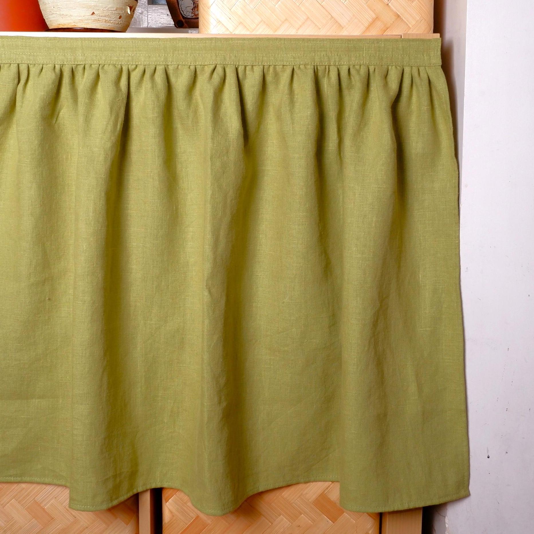 Custom Sink Skirt with velcro - Handmade Sink or Fireplace Curtain - Custom Sizes Linen Valance farmhouse sink curtains