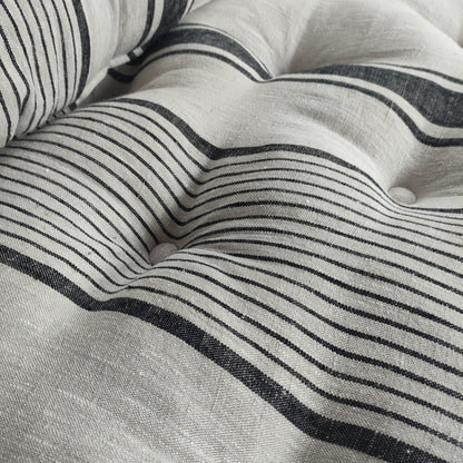 Bench cushion in French striped linen,  floor cushion in Custom size, shikibuton thick mat Shiki futon filled organic fiber filler