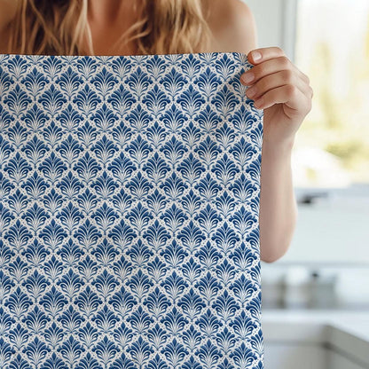 Toile de jouy Tea Towel in linen - floral blossom print Hand Tea towels - Farmhouse Dish Décor Kitchen Towel  tree blossom with birds