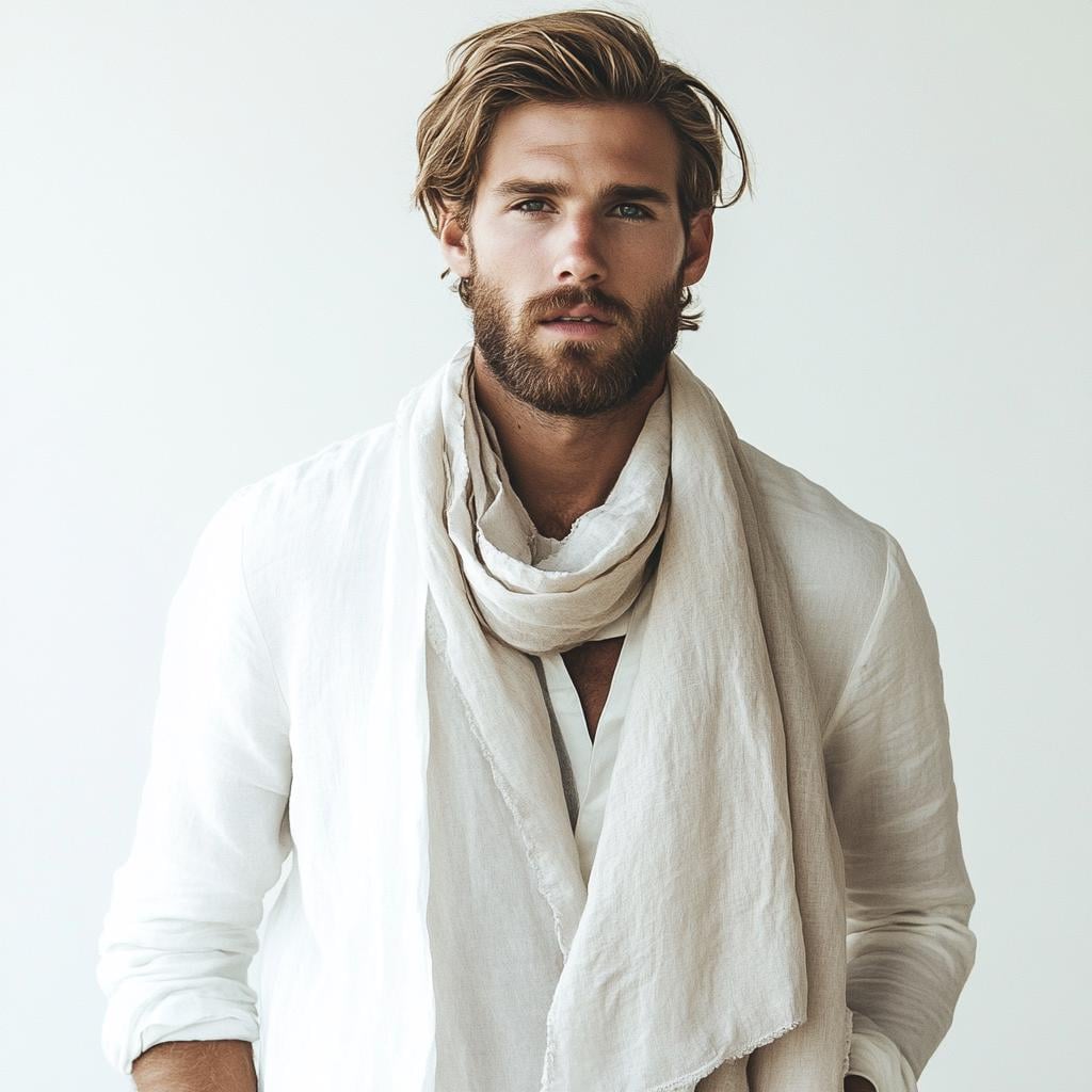 Linen Scarf in neutral or others 40 colors - undyed organic pure linen scarf unisex - Gift for friend husband lover son collegue father