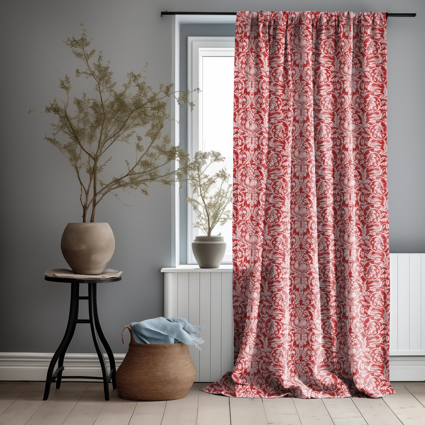 William Morris Curtain Panel queen Anne, Floral Botanical Green Print Curtain Panels,  Curtains for living room