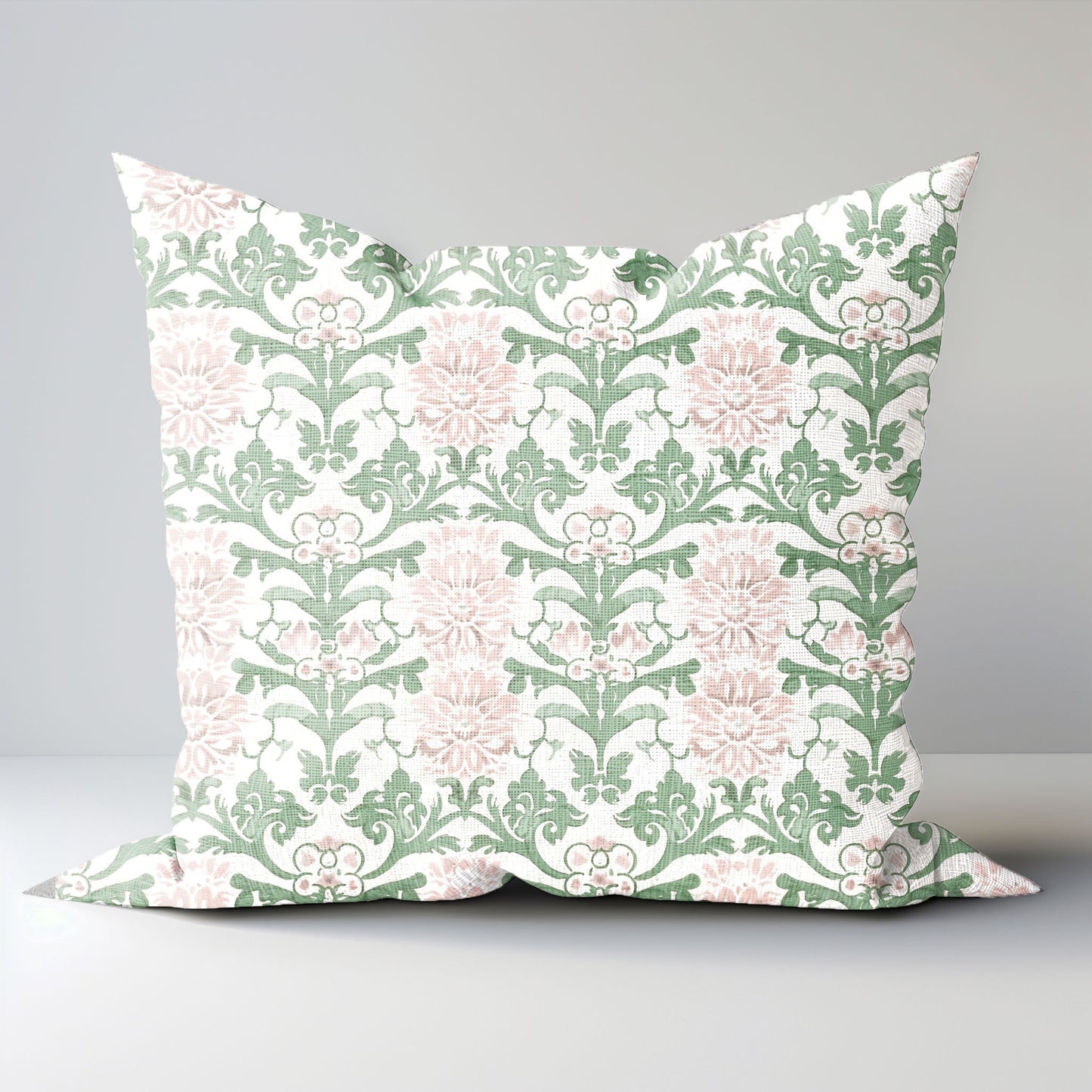 Modern linen Floral Pillow Cover in blush pink, pink Boho Pillow block print on linen, Coutryhome block printed pillow in European flax