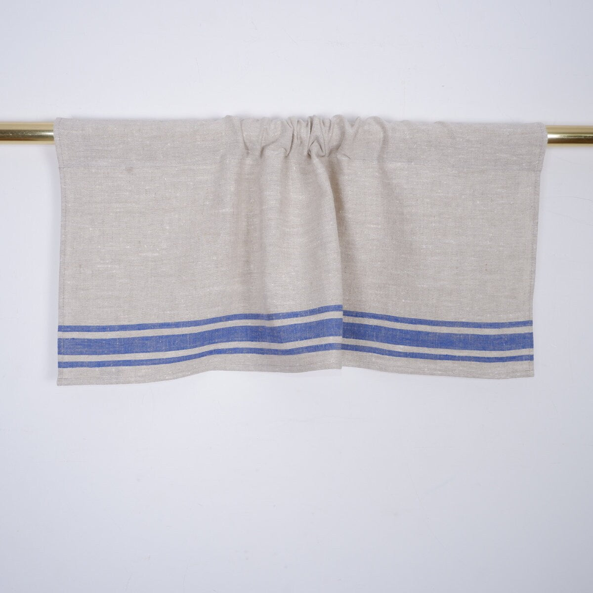 Ticking Valance - Farmhouse Curtain - Pure linen window treatment. Living room Cafe Kitchen window panel. Grain sack flax farmhouse style