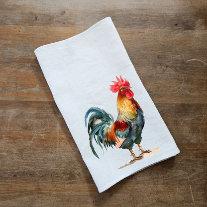 Rooster Tea Towel in linen, Farm hand Towels Tea in linen,  pets Dish Towel  Kitchen Décor Tea Towel in linen
