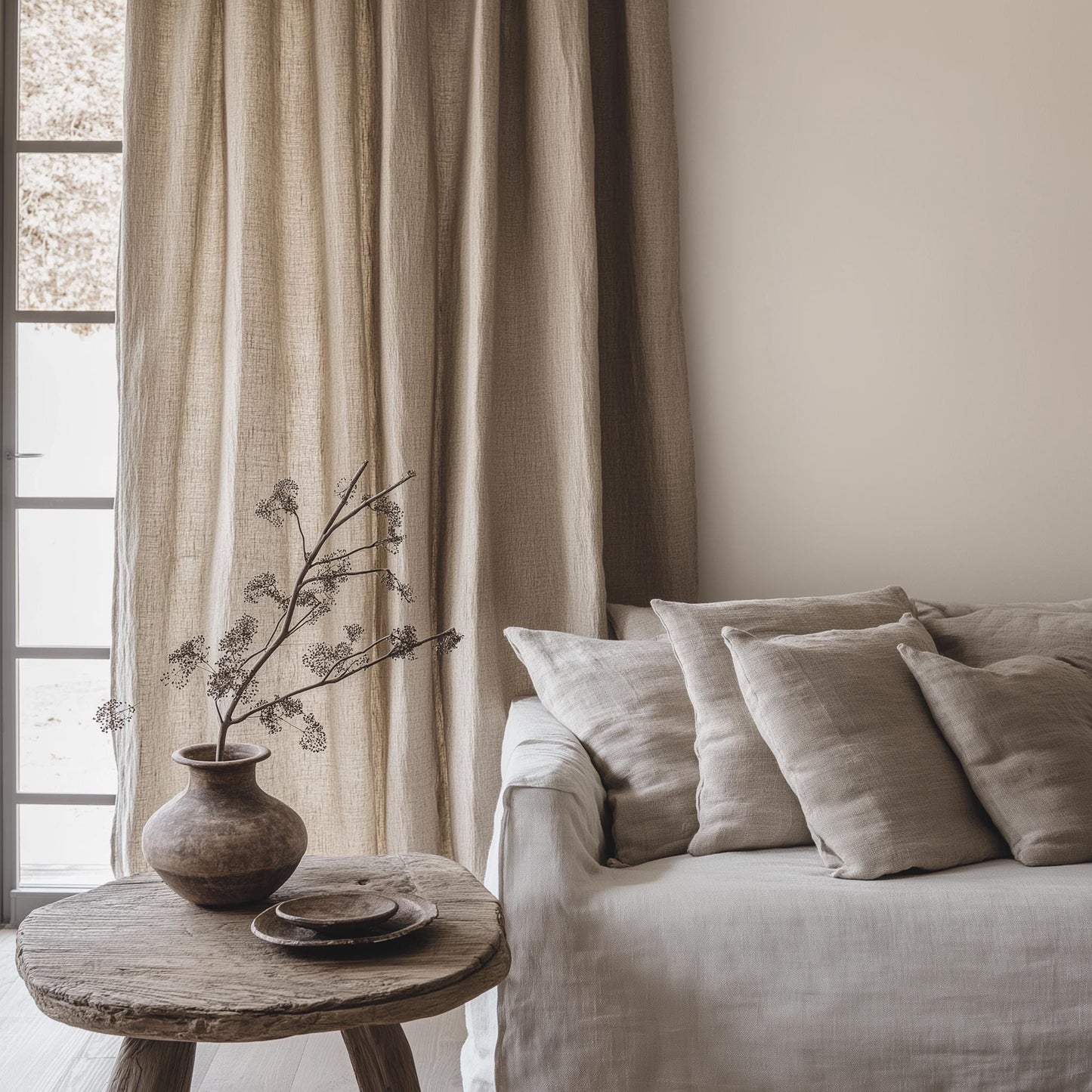 Heavy Linen Curtains natural - 100% linen Extra Long Curtains - Linen Curtains with rod pocket - neutral PREWASHED window panel curtains