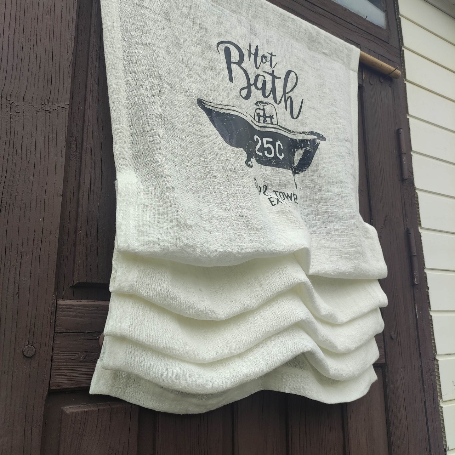 Hot Bath Bathroom Burlap Ivory  Curtain Valance, french farmhouse bathroom door curtains  in custom size