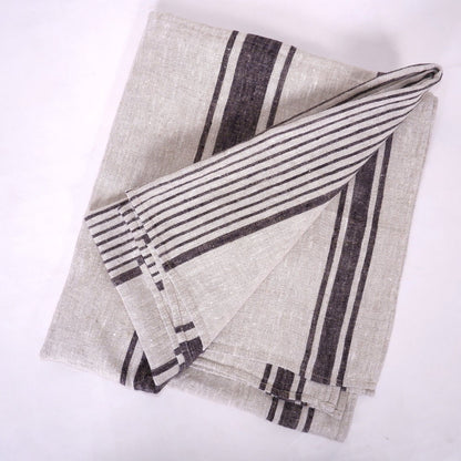 Stonewashed  Natural Blanket Bedspread Bed Cover - striped flax - provence cottage coutrystyle Throw Alwayslovelinen 100% Linen