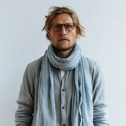 Linen Scarf in blue or others 40 colors, undyed organic pure linen scarf unisex. Gift ideas Pure linen Natural flax