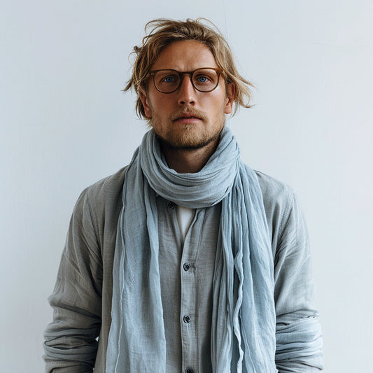 Linen Scarf in blue or others 40 colors, undyed organic pure linen scarf unisex. Gift ideas Pure linen Natural flax