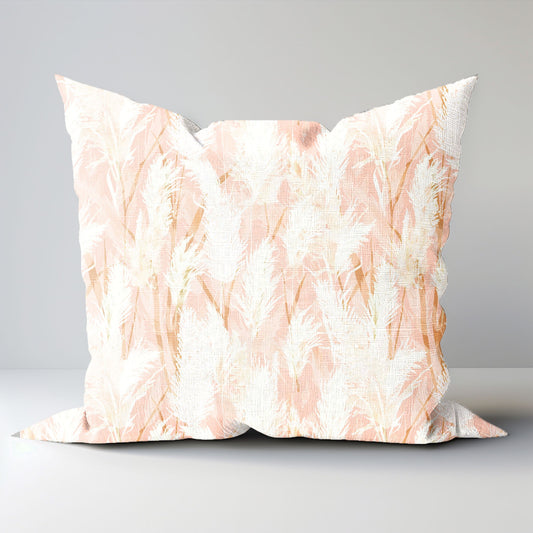 Modern linen Floral Pillow Cover in blush pink, pink Boho Pillow block print on linen, Coutryhome block printed pillow in European flax