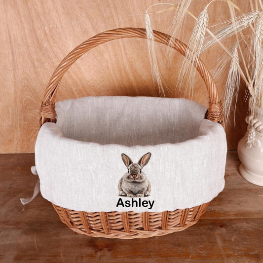 Bunny Personalized Basket Liner with monogran • Customized Easter Basket Liner • Girl Easter Basket Liner • Boy Easter Basket Liner Rabbit