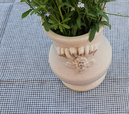 100% Linen tablecloth small squares PREWASHED table cloth rustic rectangle square oval grey black country style Flax