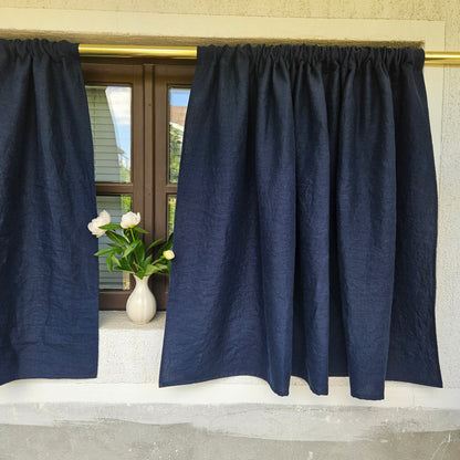 Curtains 100% Linen PREWASHED in natural linen, cafe vanlance window panel kitchen Living room farmhouse curtains