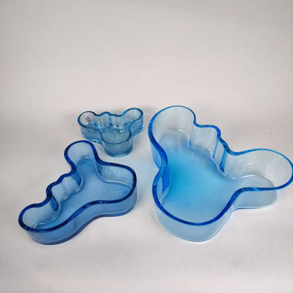Iittala Alvar Aalto  - bowl or candle holder  - scandinavian vintage design. Blue