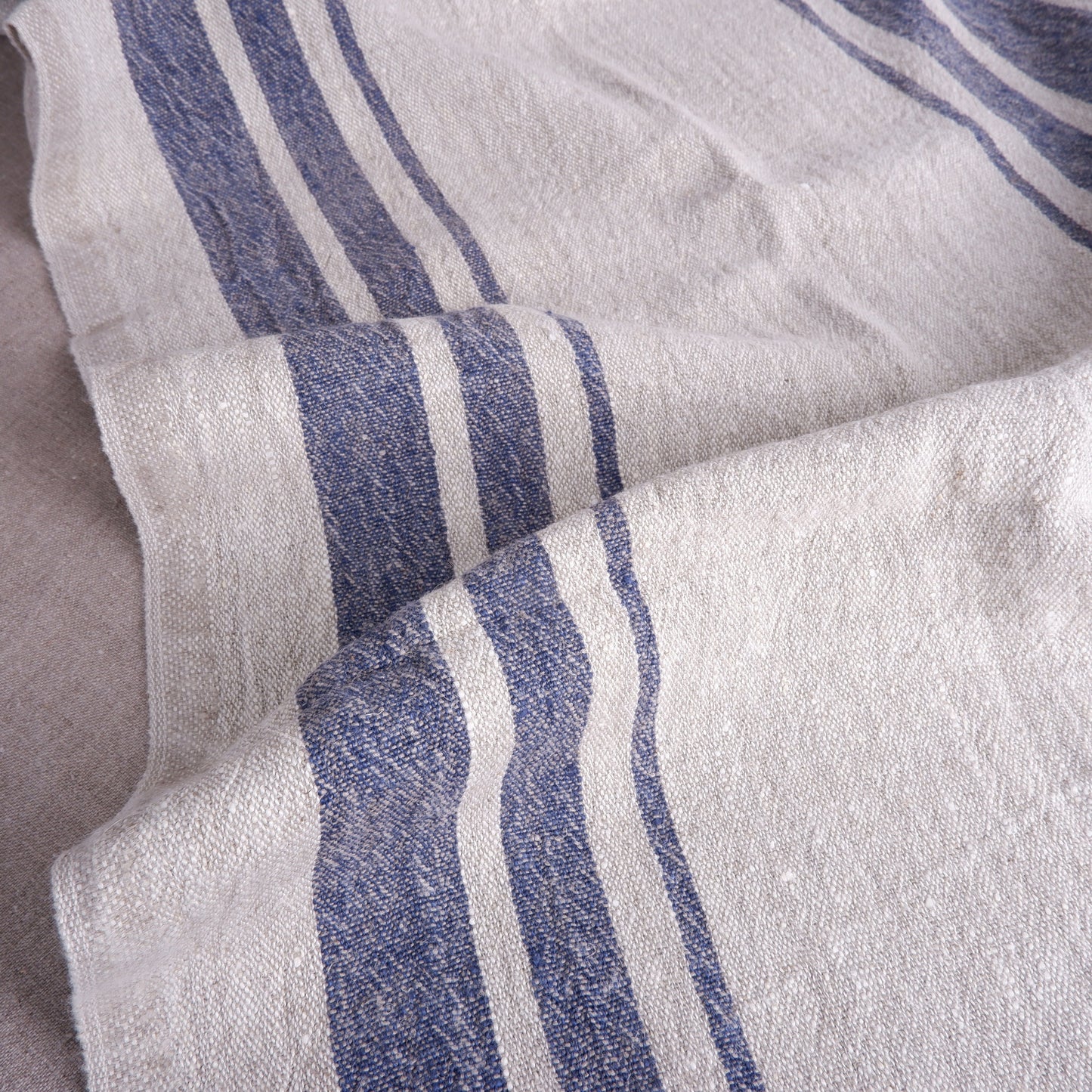 Linen runner - french sack linen. Green natur black striped Rustic linen Cottage farmhouse country style linen. Stonewashed. 100% flax