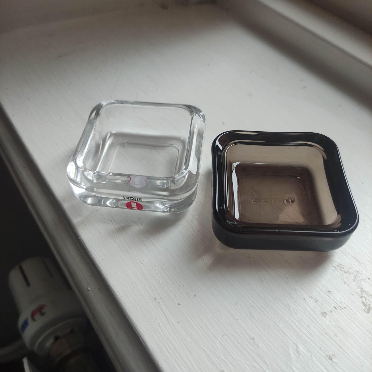 Iittala: VITRIINI Series -  Small Jewelry Box - clear brown glass jewelry box Finnish design Vintage