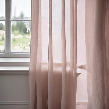 Sheer Linen Curtains, 100% linen Extra Long Curtains, Linen Curtains with rod pocket, mustard PREWASHED Sheer window panel
