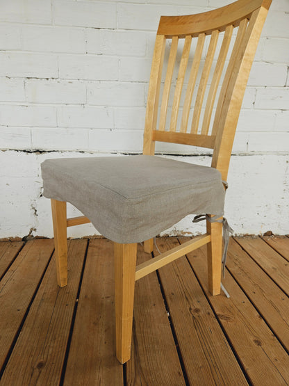 Linen Seat Cushion  with skirt - Striped Chair Pad Pillow - Natural French Style Heavy Weight 100% Linen Fabric