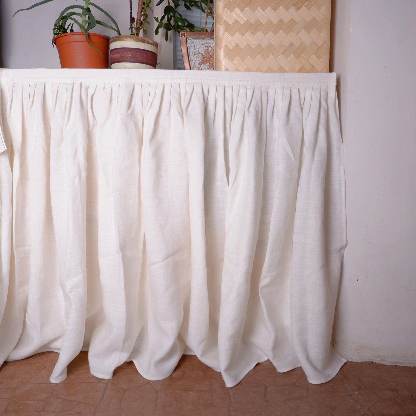 Custom Sink Skirt with velcro - Handmade Sink or Fireplace Curtain - Custom Sizes Linen Valance farmhouse sink curtains