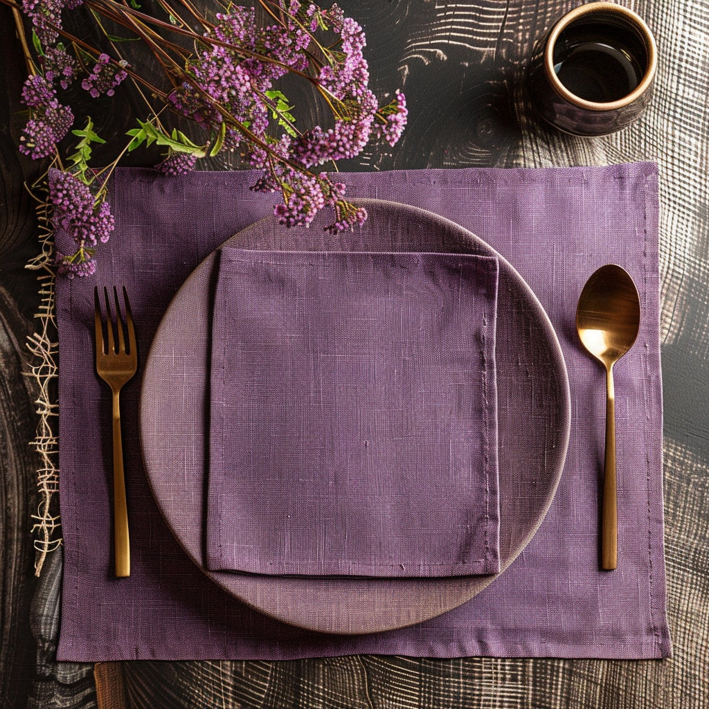 Linen placemats napkins white, Washable linen placemats, Natural linen placemats for Holiday table decor, Handmade placemats, Placemats set