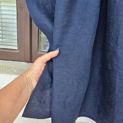 Curtains 100% Linen PREWASHED in navy blue, window panel kitchen Living room farmhouse curtains, grain sack flax Bedroom window panel