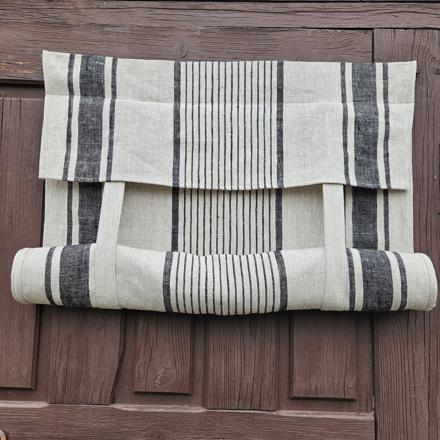 grey French Door Curtain 1 Panel  - french stripes linen curtains roman blinds