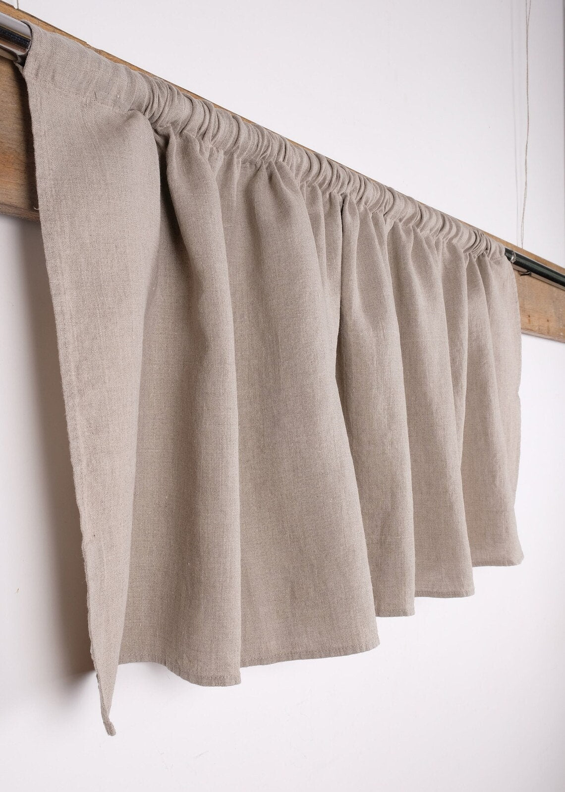 Linen Valance natural Farmhouse Pure linen window treatment - Living room Cafe Kitchen window panel -  farmhouse sink curtains