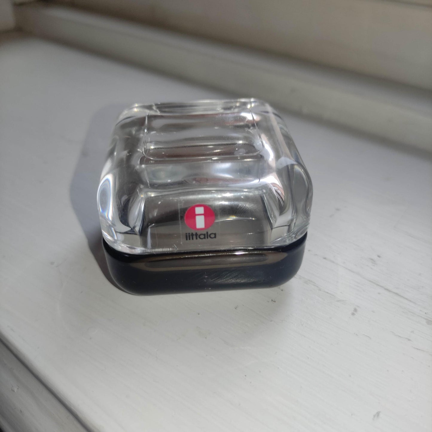 Iittala: VITRIINI Series -  Small Jewelry Box - clear brown glass jewelry box Finnish design Vintage