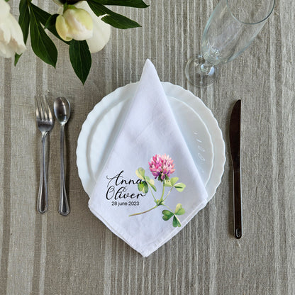 Custom Design White Cloth Cocktail Napkins, luxury weddings menu napkins in linen, Custom Names Napkins